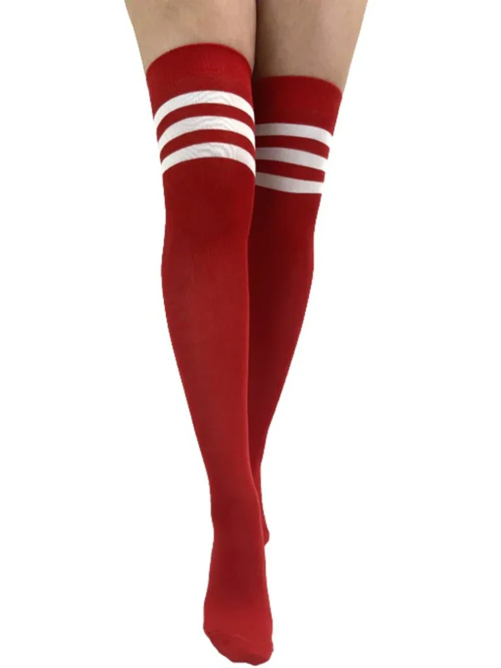 Red White Over The Knee Socks